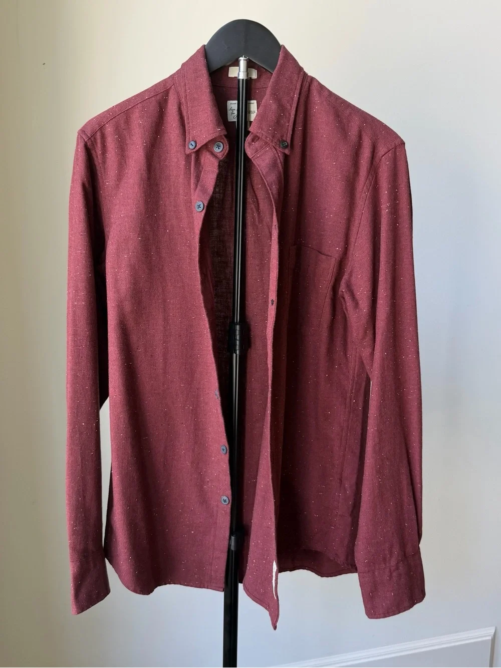 J. Crew Men's Burgundy Button-Up Shirt